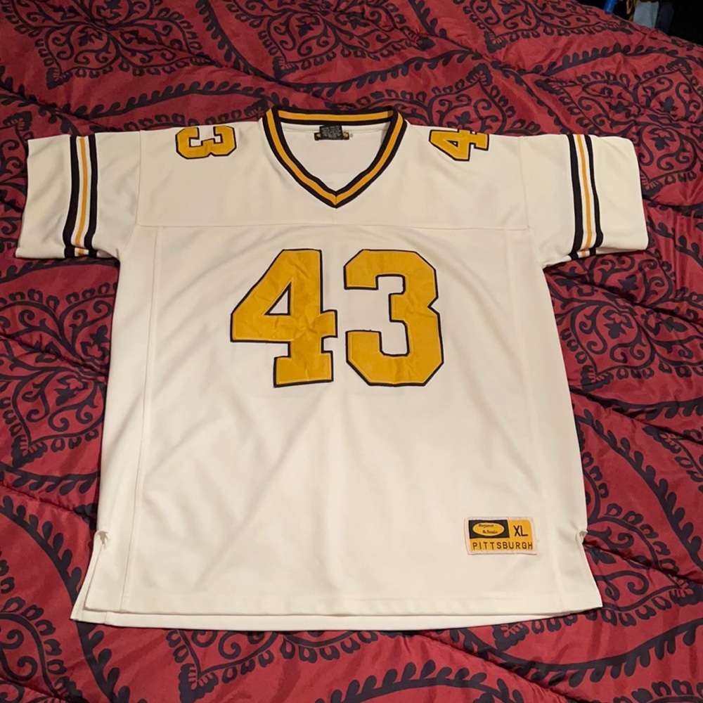STITCHED White and Yellow Men's STEELERS Jersey